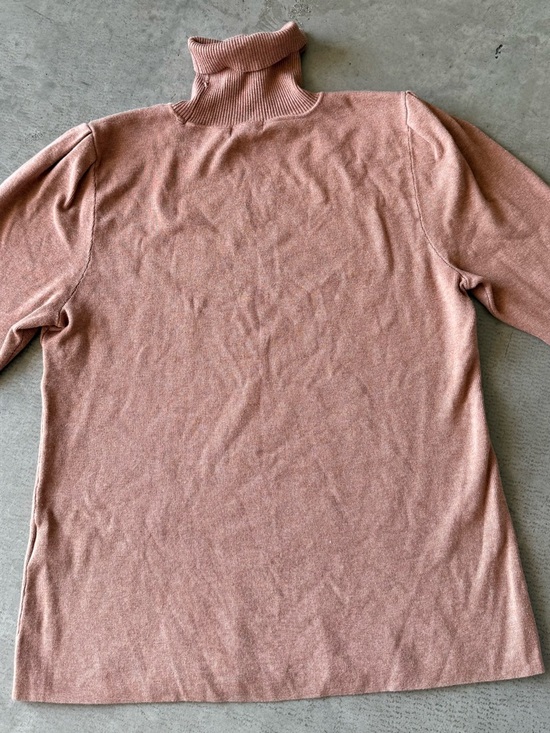 Alfani / Turtleneck Knit Top / Short Sleeve Ribbed / Brown - Picture 7 of 7